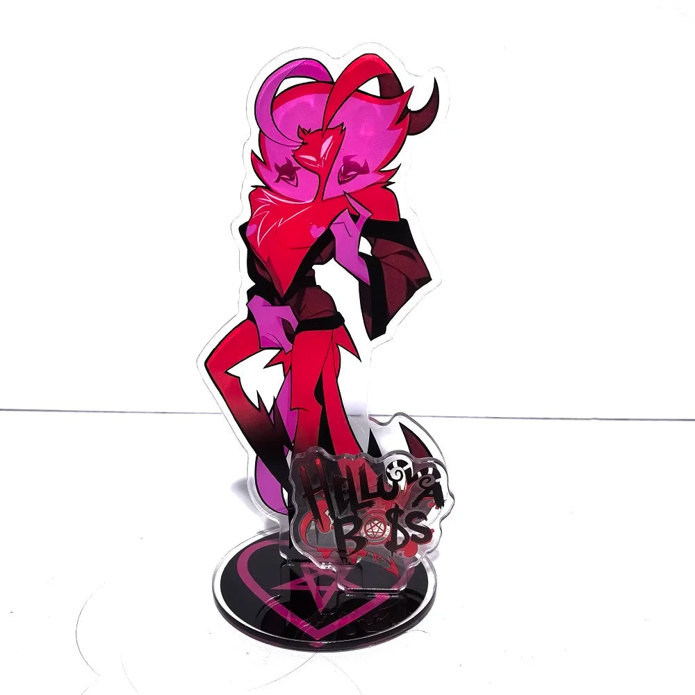 New 15CM Hazbin Hotel Charlie Morningstar Stand Acrylic Figures Vaggie Desktop Standing Sign Model Decoration Collection Gifts