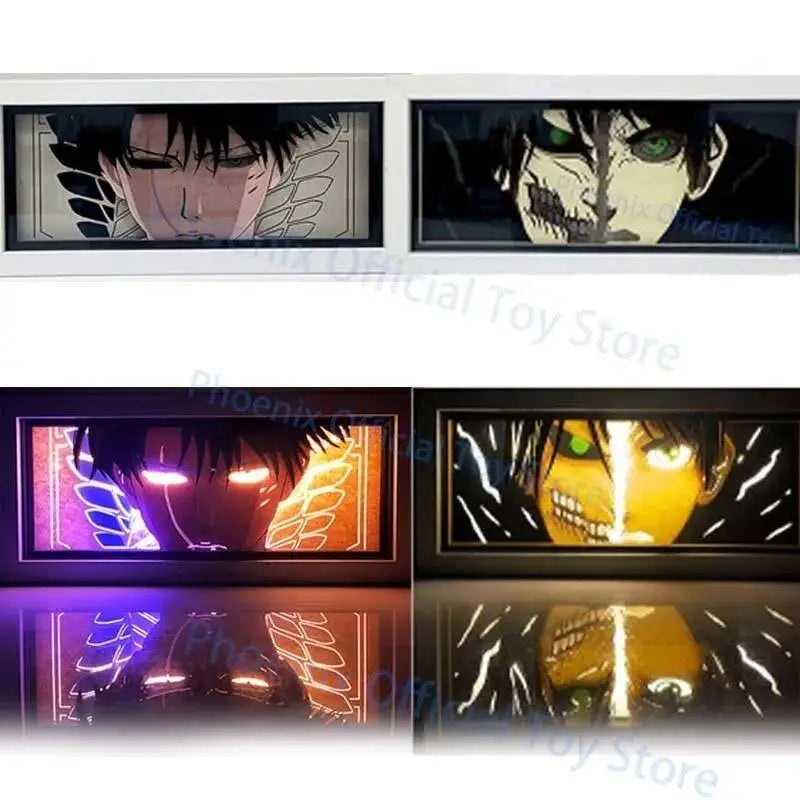 Anime Attack On Titan Led Light Painting Levi Ackerman/Eren Night Lights Cartoon Mikasa Frame Painting Toy Table Decor Lamp Gift