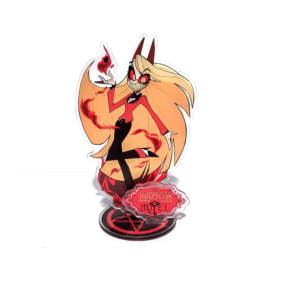 New 15CM Hazbin Hotel Charlie Morningstar Stand Acrylic Figures Vaggie Desktop Standing Sign Model Decoration Collection Gifts