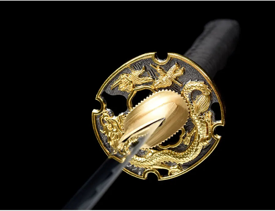 Gold Dragon Katanas 1045 Blade Real Chinese Swords Handmade Full Tang 41 Inch Cosplay Catana Decoration Swords