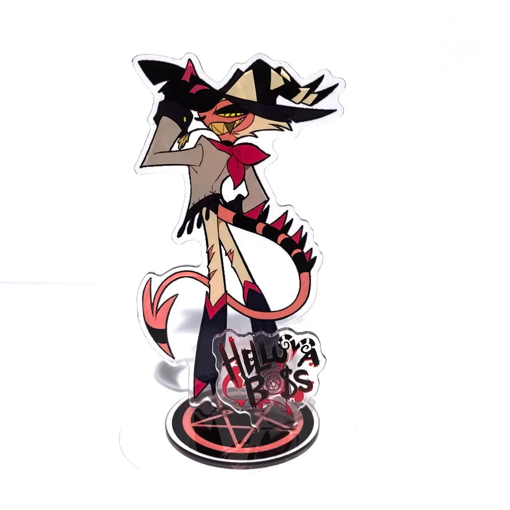 New 15CM Hazbin Hotel Charlie Morningstar Stand Acrylic Figures Vaggie Desktop Standing Sign Model Decoration Collection Gifts