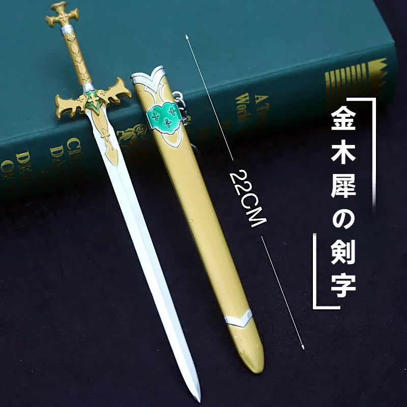 Sword Art Online 22CM Elucidator Anime Kirito Weapon Yuuki Asuna Green Rose Sword Real Steel Katana SAQ Japanese Catanas Toys