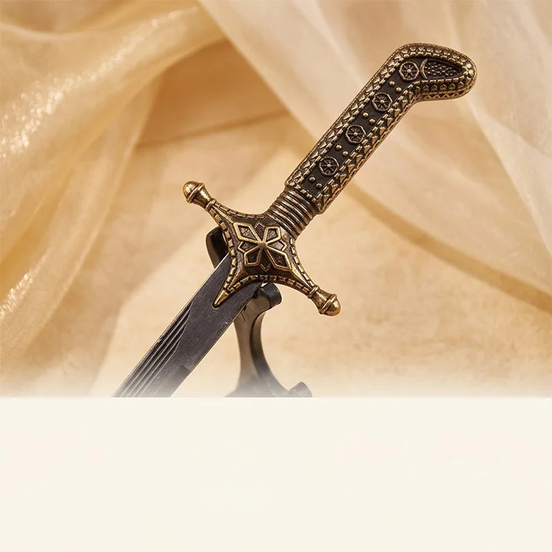 26cm Arabian Sword Medieval Knife Gilded Edition with Sheath Decorative Sword Crafts Unsharpened Desktop Ornament Festival Gifts