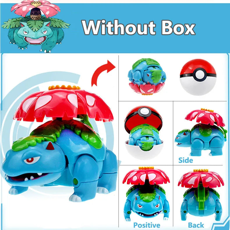 Anime Pokemon Figures Transformer Poke Ball Model Pikachu Charizard Blastoise Mewtwo Venusaur Gyarados Greninja Robot Toy Gift