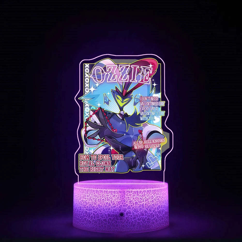 Night Light for Helluva Boss Moxxie Millie Loona Octavia Stella Vassago Asmodeus Colorful Lights Anime Cartoons Bedside Lamp