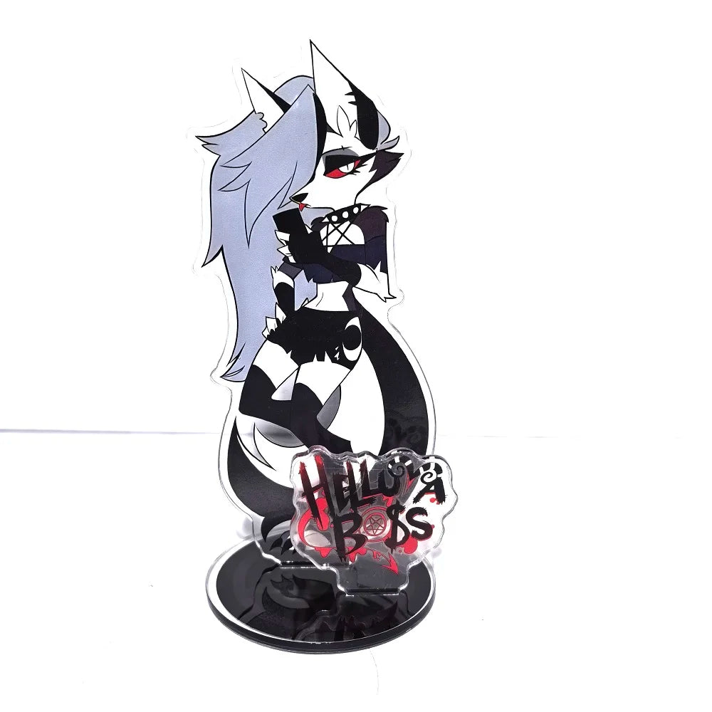 New 15CM Hazbin Hotel Charlie Morningstar Stand Acrylic Figures Vaggie Desktop Standing Sign Model Decoration Collection Gifts