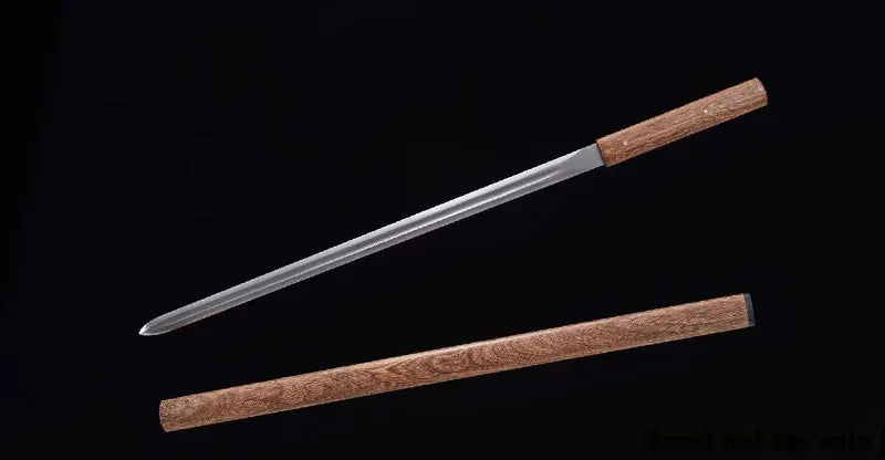 Shirasaya,Full Tang Real Steel Sword, Real Steel Blade, Wood Sheath, Double Edges, Metal Decoration,Home Ornament