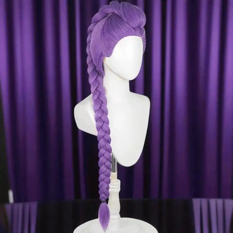 Cosplay Wig: Purple Braided High Temp Silk, Adjustable
