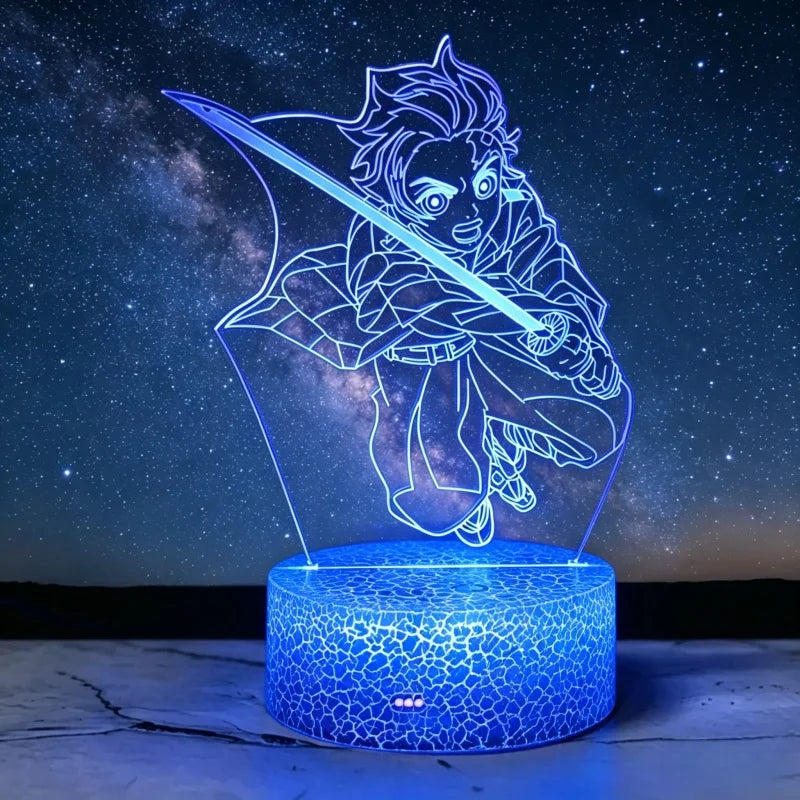 Anime Demon Slayer 3D Illusion Lamp Tanjiro Nezuko Kamado LED Night Light for Demon Slayer Fans Bedroom Decoration Birthday Gift
