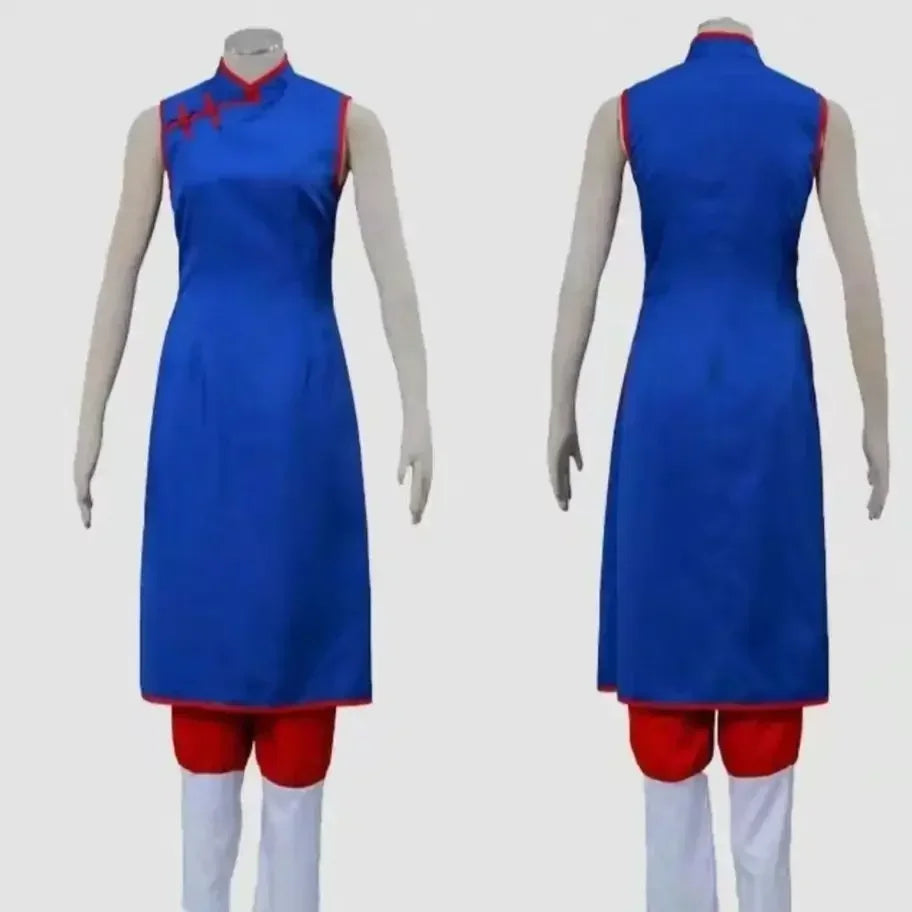 Anime Dragon Cos Ball Chichi Cosplay Costume Shirt Blue Uniform Props Cheongsam Women'S Uniform Dress Halloween Party Set Gift