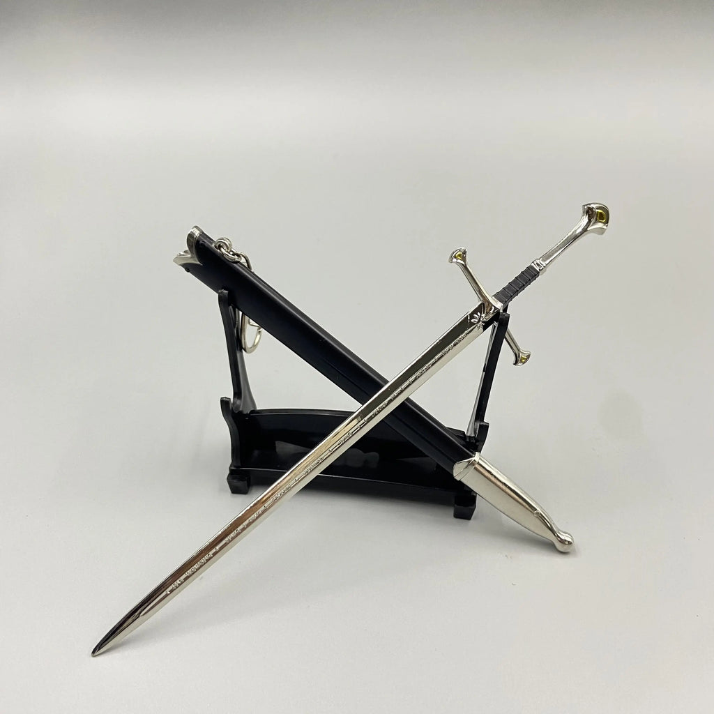 22cm Silver Sword The Anduril Narsil Sword  Movies Peripheral Medieval Metal  Model Samurai Keychains Ornament Crafts Toys