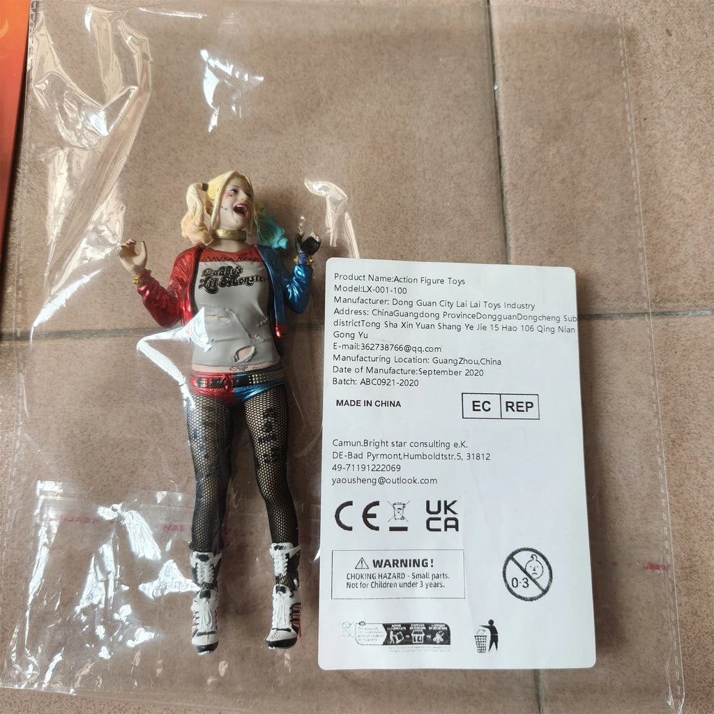 Joker Figures Harley Quinn Action Figure 1/12 With Real Clothes Clown Girl Real Silk Stockings Collectible Model Toys 19cm Gifts
