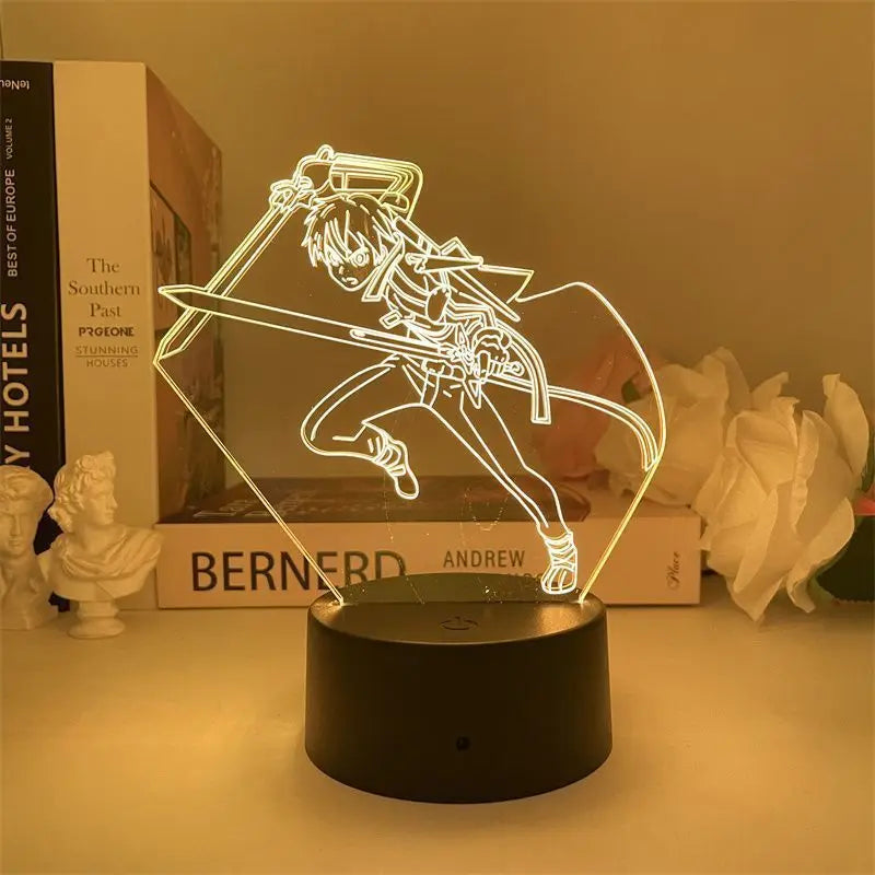 Sword Art Online Anime 3D LED Nightlight Asuna Asuna Kirito Shino Cartoon Night Lights Room Decoration Birthday Gift