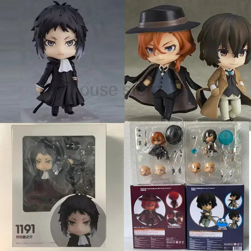 Q Version Dazai Osamu Figure Ryunosuke Akutagawa 1191 Chuya Nakahara Figure 657 676 Bungo Stray Dogs Action Figures Toys Gifts
