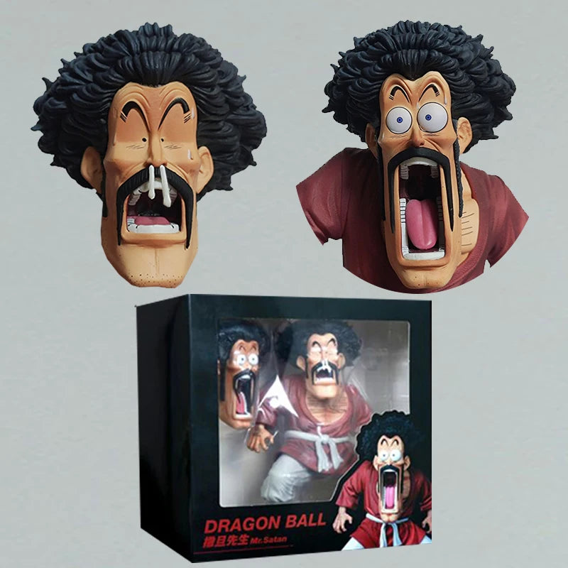 Dragon Ball Anime Mister Satan Figures Replace Head Hercule Action Figure Two Headed Funny Statue Model Collection Christmas Toy