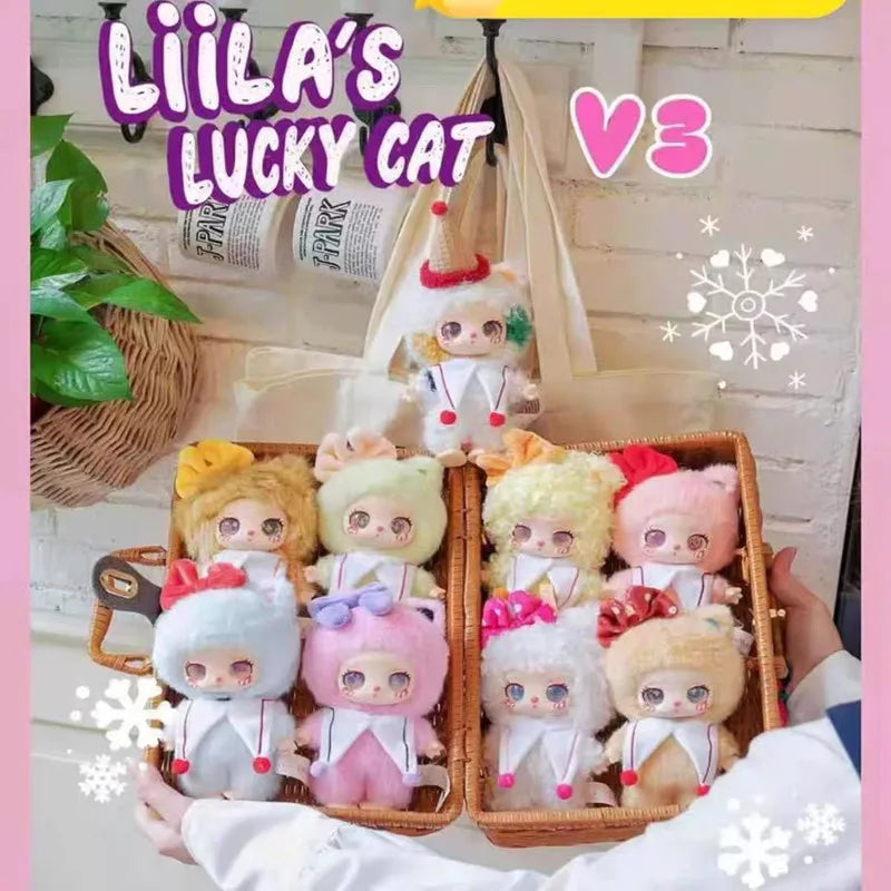 Genuine Liila'S Lucky Cat V3 Serise Blind Box Cute Vinyl Plush Pendant Doll Trendy Toys Lovely Mystery Box Figure Doll Gift