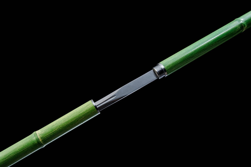 112cm bamboo joint walking stick sword ready for combat with sharp edge.Samurai sword made of real steel. Katana for ninja arts