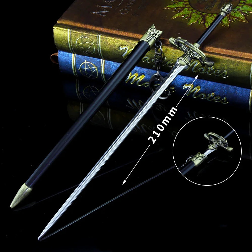 22cm GOT Game Sword with Sheath Keychain American TV Series 1:6 Medieval All Metal Sword Model Home Ornament Collection