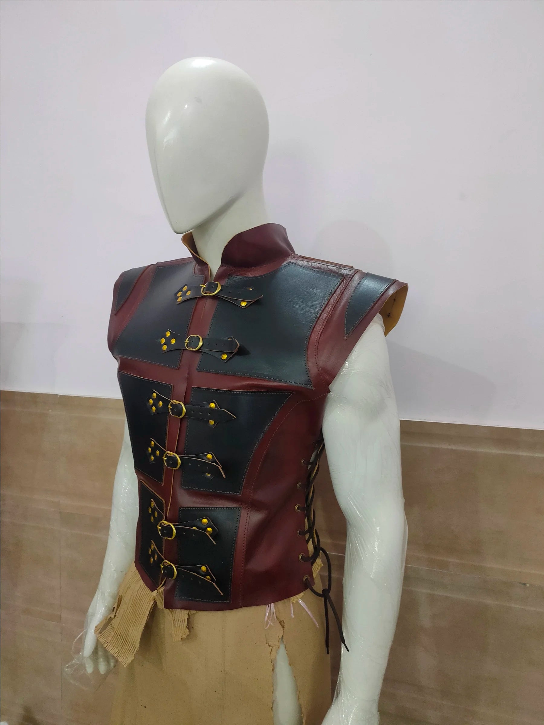 Medieval Italian Leather Jacket for Men Deluxe Viking Fantasy Cosplay Armor Costume Handmade Leather Vest