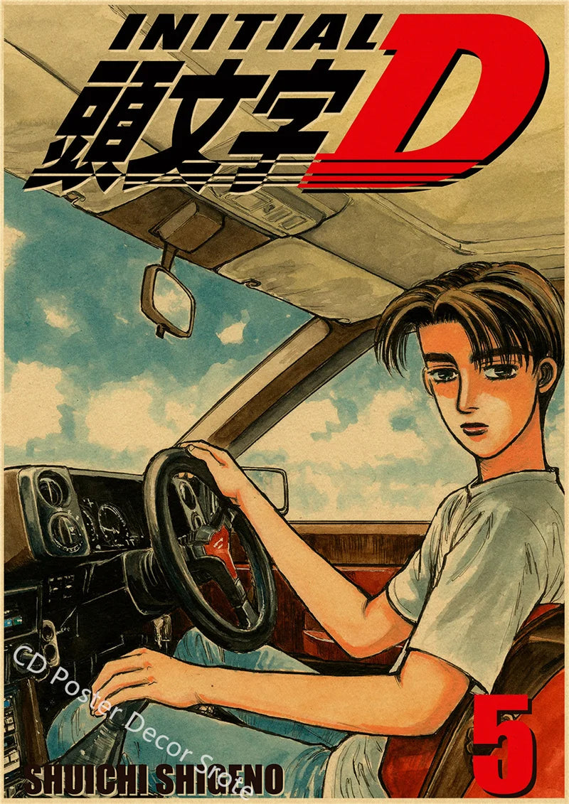 Initial D Kraft Paper Poster