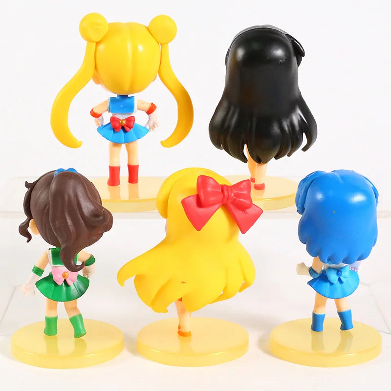 Q Version Sailor Mercury Mars Jupiter Venus Uranus Neptune Pluto Chiba Mamoru PVC Figures Toys Computer Desktop Dolls Set