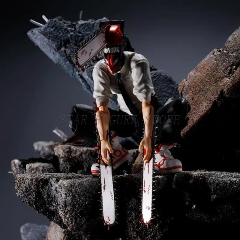 Chainsaw Man Action Figure SHF Denji Joint Movable Figurine Toys PVC Ornaments Doll 15cm Anime Electric Saw Demon Figures Model
