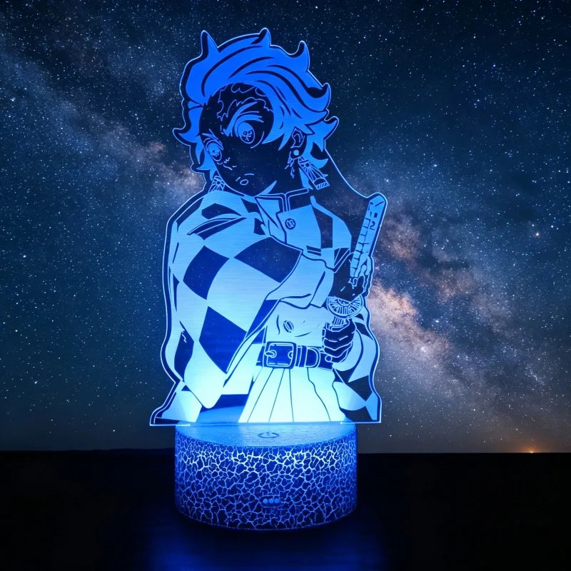 Anime Demon Slayer 3D Illusion Lamp Tanjiro Nezuko Kamado LED Night Light for Demon Slayer Fans Bedroom Decoration Birthday Gift