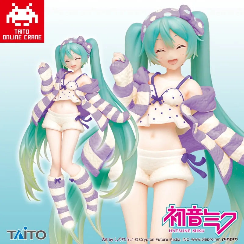 Taito Original Genuine Vocaloid Singer Hatsune Miku Figure Costumes Room Wear China Exclusive Color Ver 18cm Model Toy Figures