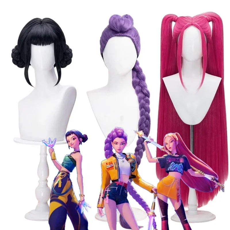Cosplay Wig  Mir-a Rum-i Zo-e Purple Black Red Long Hair Heat Resistant Synthetic Wigs Carnival Props