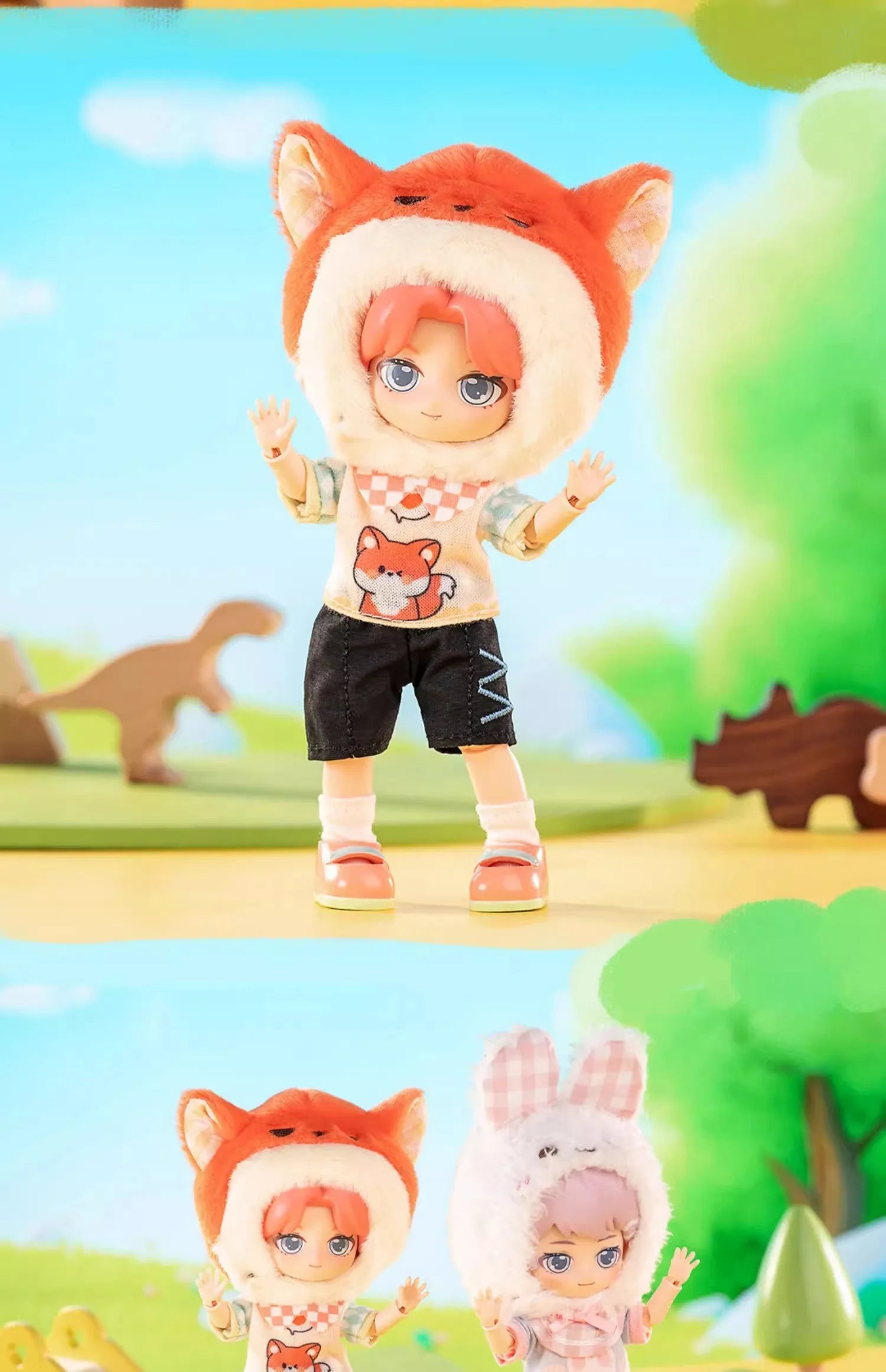 In stock PEETSOON Garden Party Series Ob11 1/12 Bjd 16cm  Cute Action Figure Toys Kawaii Anime Figures  Dolls Toy Gift