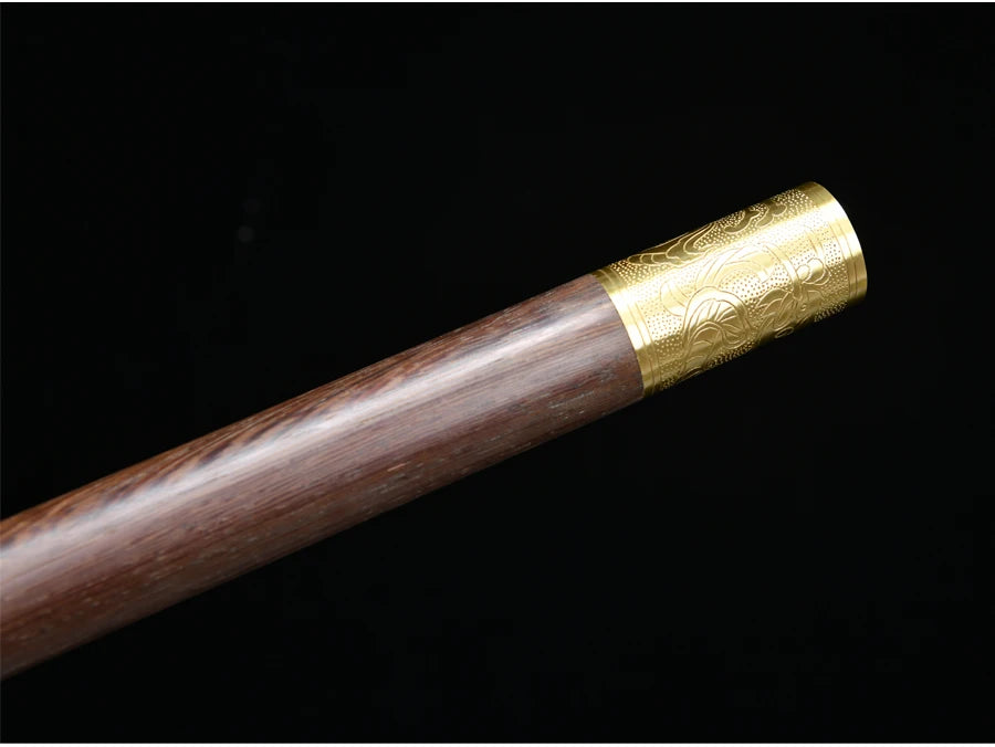 Chinese Cane Sword Folded Steel Damascus Blade Sharp Real Rosewood Scabbard Handmade Stick Sword Ready Battle Weapon Katanas