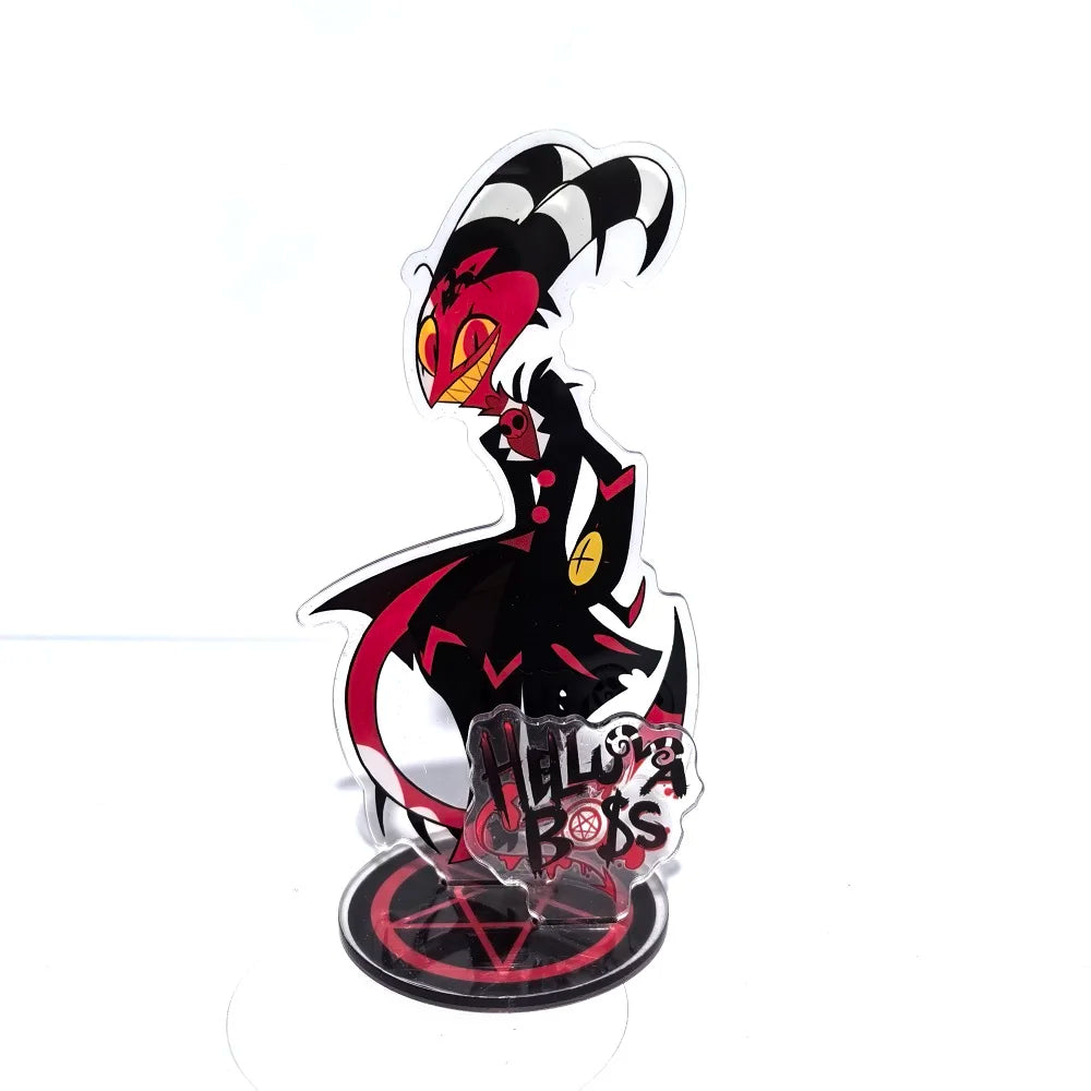 New 15CM Hazbin Hotel Charlie Morningstar Stand Acrylic Figures Vaggie Desktop Standing Sign Model Decoration Collection Gifts