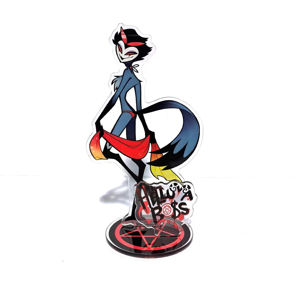 New 15CM Hazbin Hotel Charlie Morningstar Stand Acrylic Figures Vaggie Desktop Standing Sign Model Decoration Collection Gifts