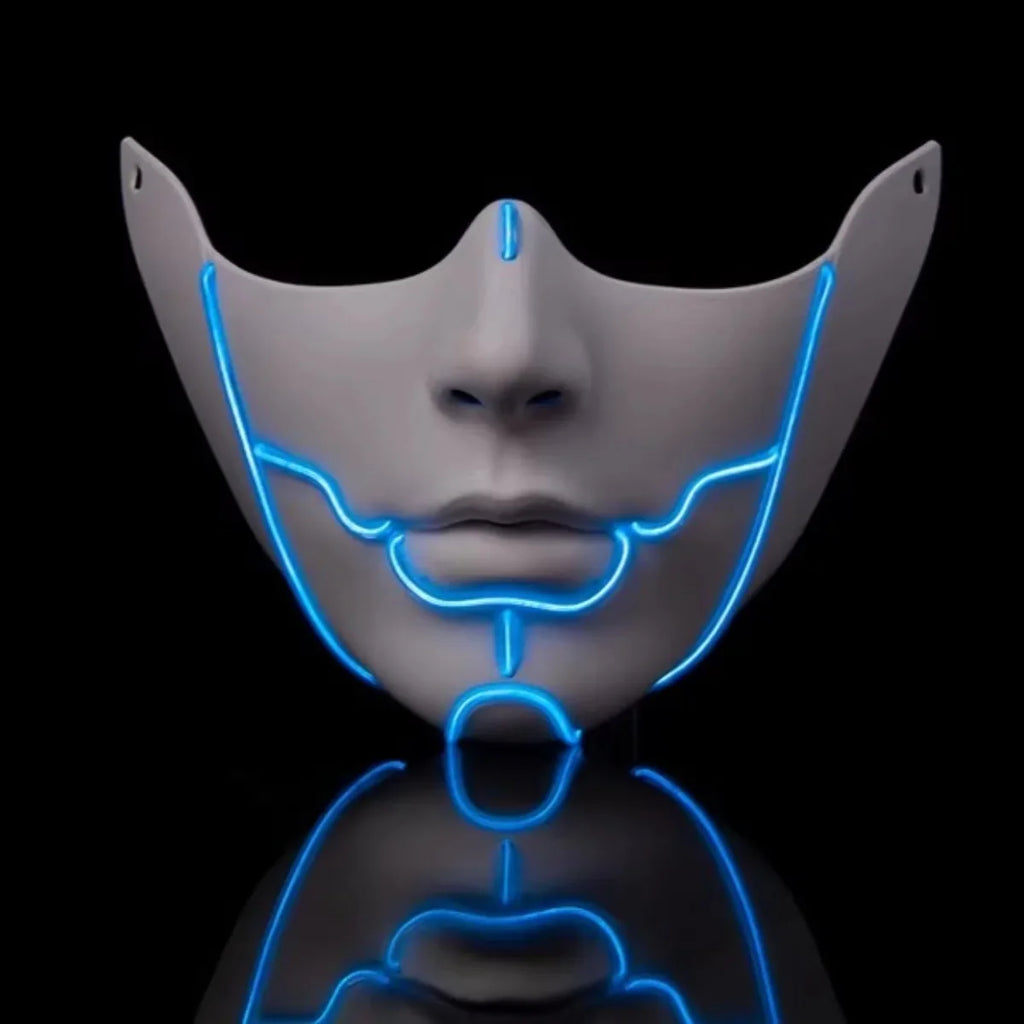Cyber Cos For Women Men Punk Mask Sai Half Face Cool Luminous Masks Cosplay Props Halloween Party Stage Performance Dress Up