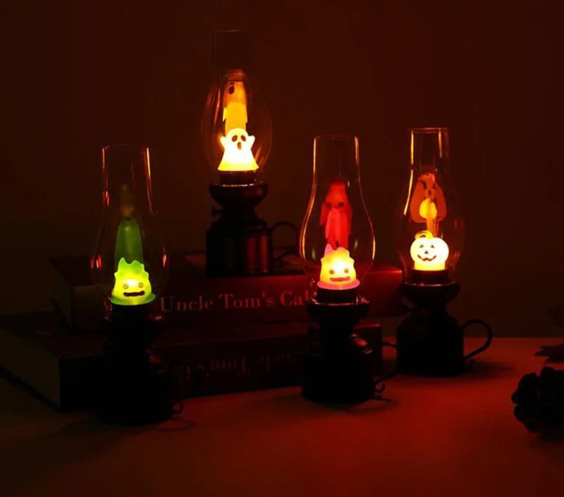 Calcifer Flameless Night Light Halloween Retro Decorative Candle Light Cartoon Anime Kerosene Lamp Bedroom Bedside Table Lamp