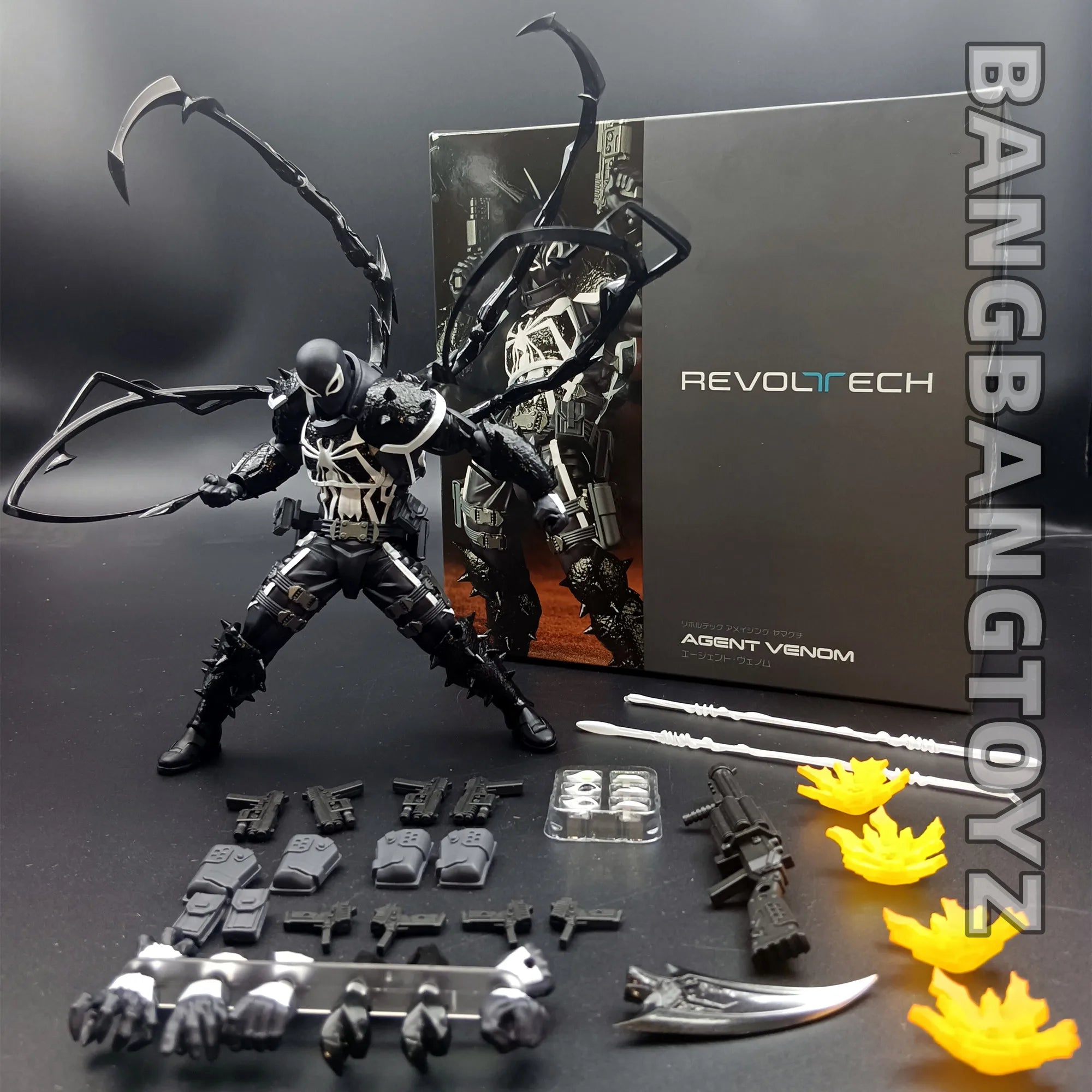 Agent Venom Revoltech Amazing Yamaguchi Anime Figures Venom Figurine Eugene Thompson Model PVC Model Collection Statue Toy Gifts