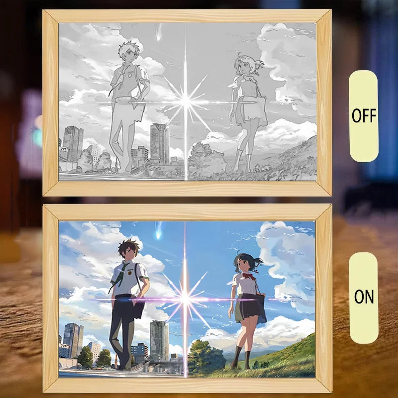 Your name Light Painting Anime Night Light Photo Frame Cartoon Led Lights Bedroom Home Decor Ramadan 2025 Friend Gift Moon Lamp