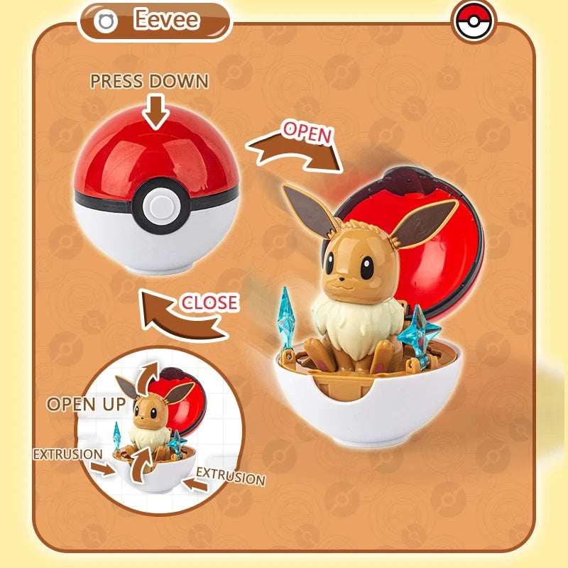 Pokemon  Genuine 6 Different Styles Toy Set Pokeball Pocket Monster Pikachu Eevee Charizard Gyarados Blastoise Figures Model
