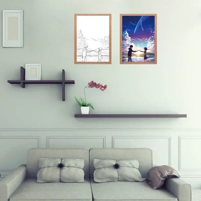 Your name Light Painting Anime Night Light Photo Frame Cartoon Led Lights Bedroom Home Decor Ramadan 2025 Friend Gift Moon Lamp