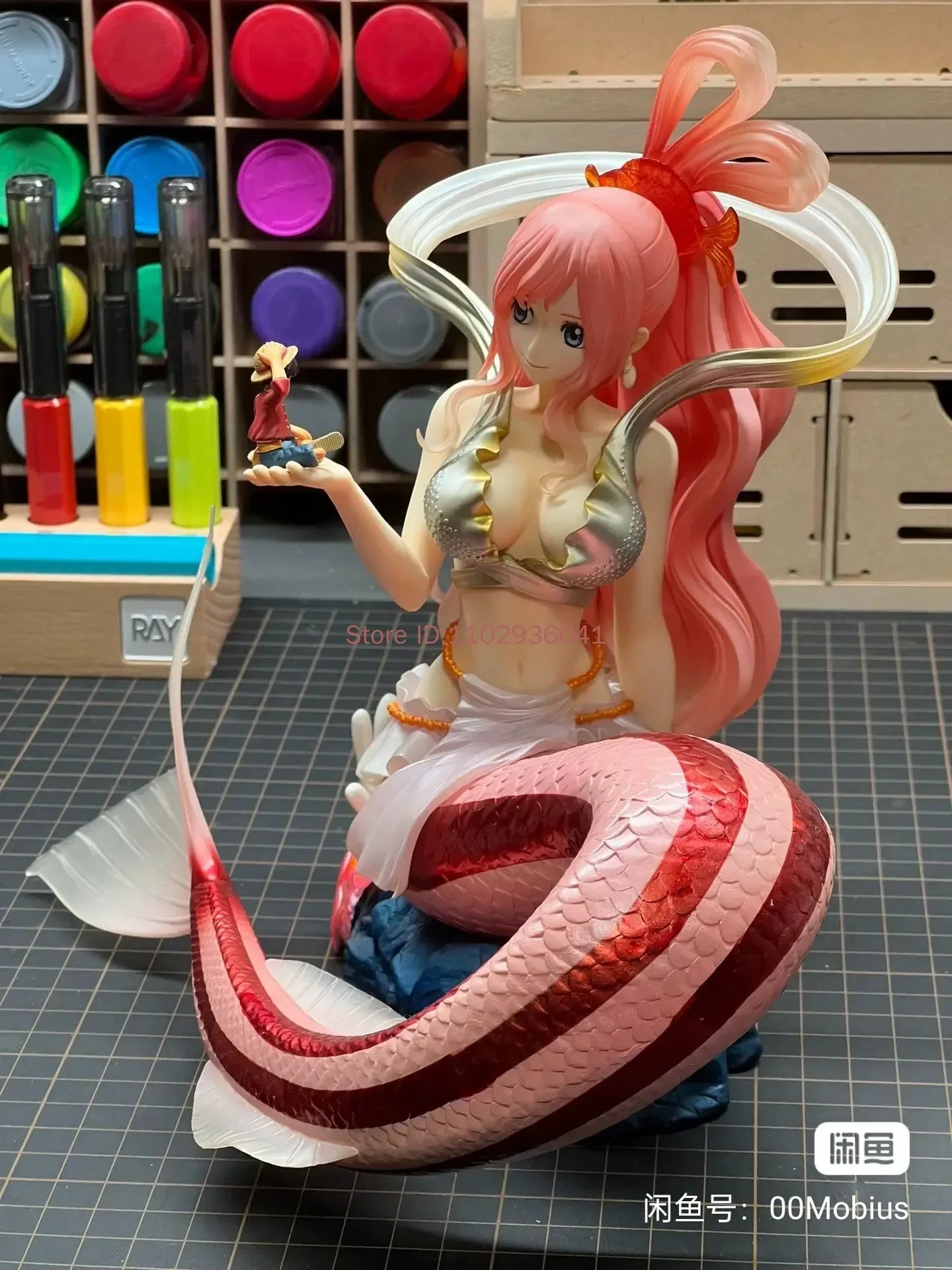 One Piece Shirahoshi Hold Luffy In Hand Action Figures Model Doll Toys Collectible Desktop Ornaments Kids Birthday Mas Gifts