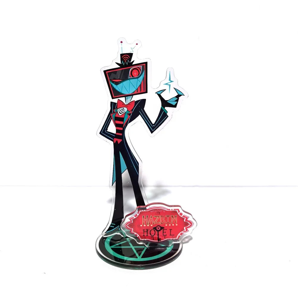 New 15CM Hazbin Hotel Charlie Morningstar Stand Acrylic Figures Vaggie Desktop Standing Sign Model Decoration Collection Gifts