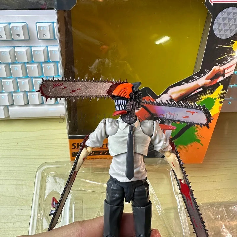 Chainsaw Man Action Figure SHF Denji Joint Movable Figurine Toys PVC Ornaments Doll 15cm Anime Electric Saw Demon Figures Model