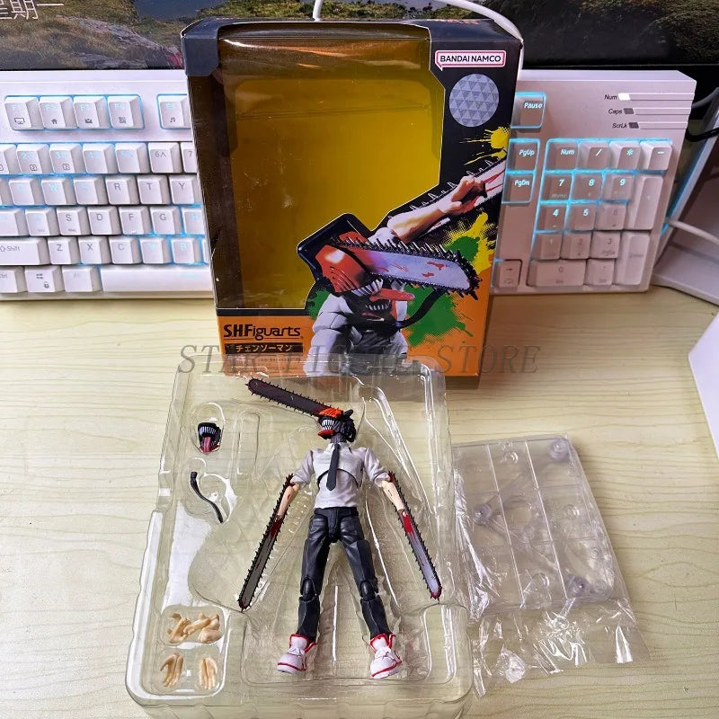 Chainsaw Man Action Figure SHF Denji Joint Movable Figurine Toys PVC Ornaments Doll 15cm Anime Electric Saw Demon Figures Model