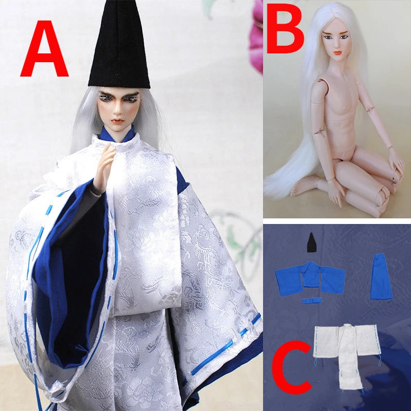 30cm Doll Chinese Ancient Costume Accessories 1/6 Male BJD Doll Figures Flexible Body Boy Doll Long Hair Boyfriend Toys Gift