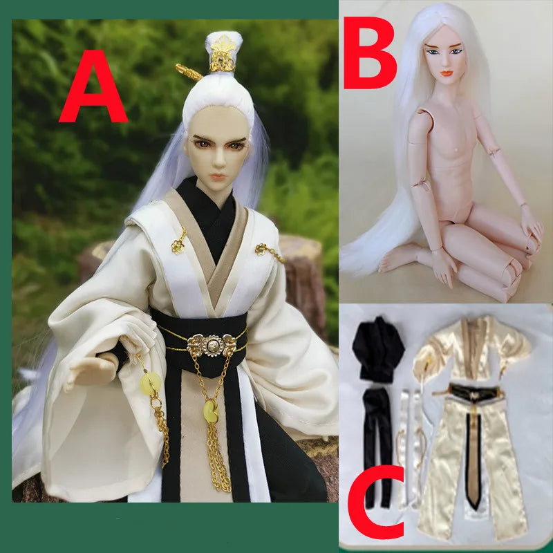30cm Doll Chinese Ancient Costume Accessories 1/6 Male BJD Doll Figures Flexible Body Boy Doll Long Hair Boyfriend Toys Gift