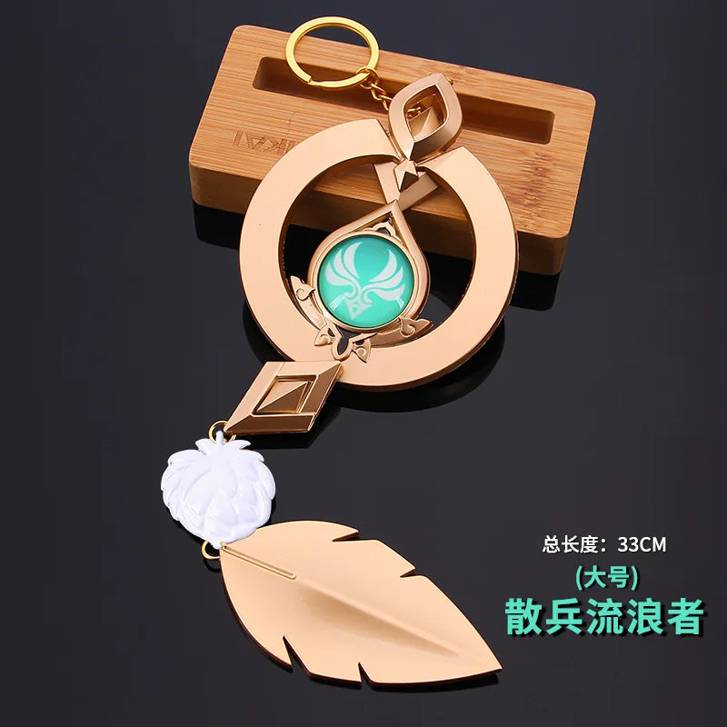 Genshin Impact Scaramouche Wanderer Cosplay Weapon Tulaytullah’s Remembrance 5-Star Catalyst The Bell Prop PLA Anemo Accessory