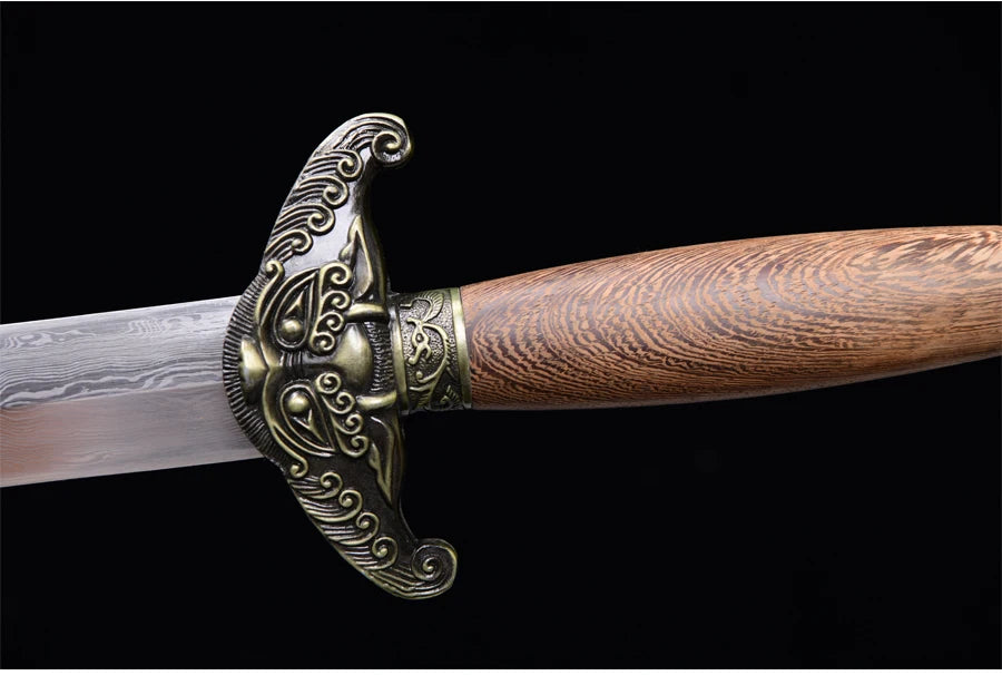 Chinese Tai Chi Swords Folded Steel Damascus Blade Real Handmade Full Tang Sharp Rosewood Sheath Dragon Guard Training Katanas