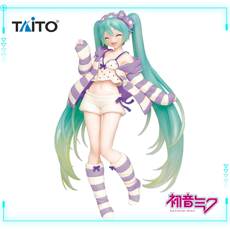 Taito Original Genuine Vocaloid Singer Hatsune Miku Figure Costumes Room Wear China Exclusive Color Ver 18cm Model Toy Figures