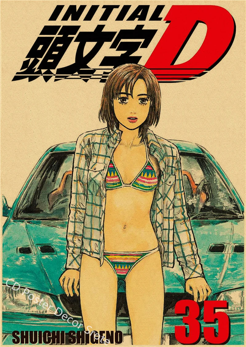 Initial D Kraft Paper Poster