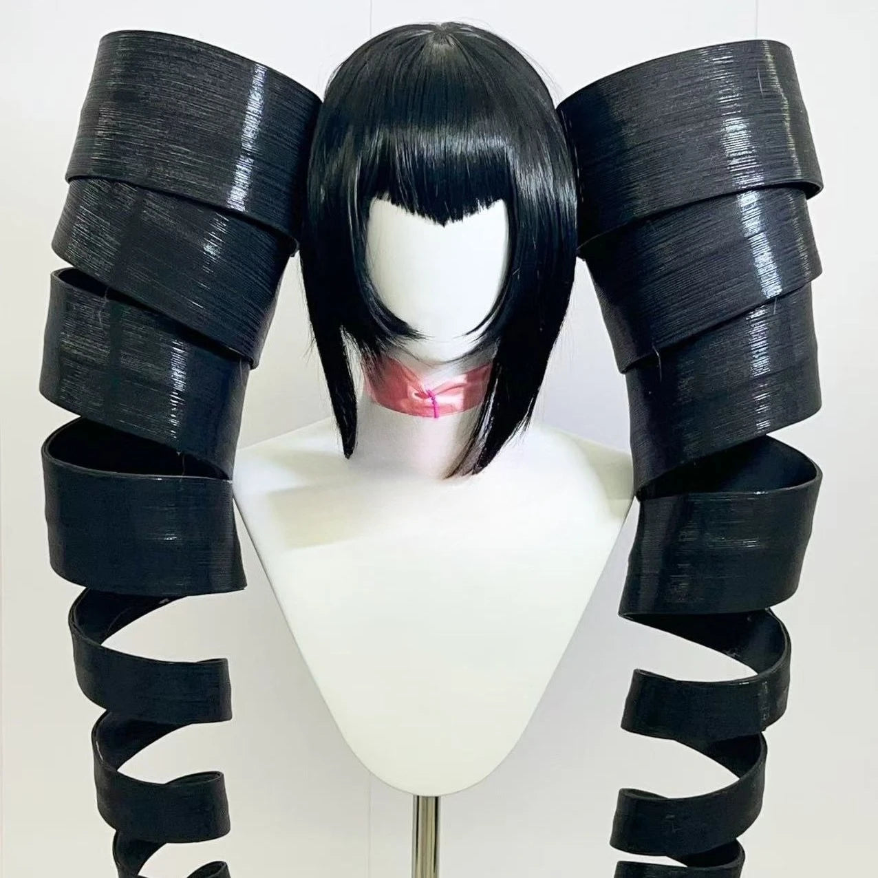Anime Celestia Ludenberg Cosplay Yasuhiro Taeko Wig Artificial Black Hair Spiral Double Ponytail Role Play Props Accessories
